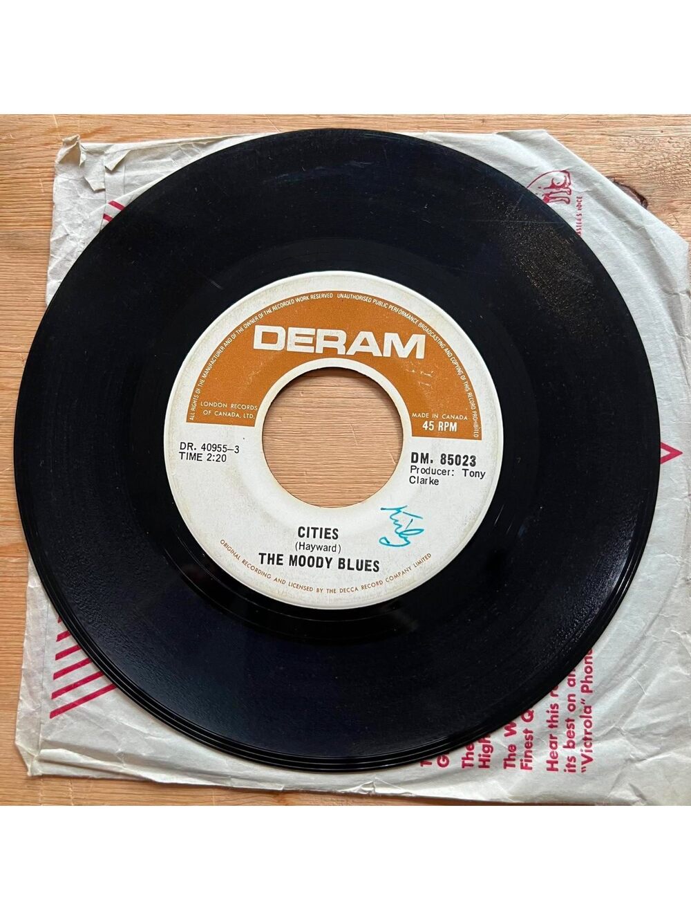 The Moody Blues - Cities/Nights in white Satin 45rpm VG+ R90
